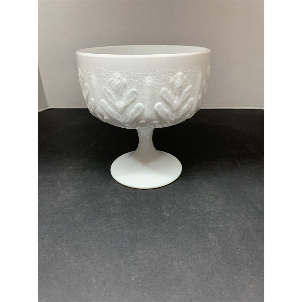 Vintage FTD WHite Glass Compote Bowls 7" diameter